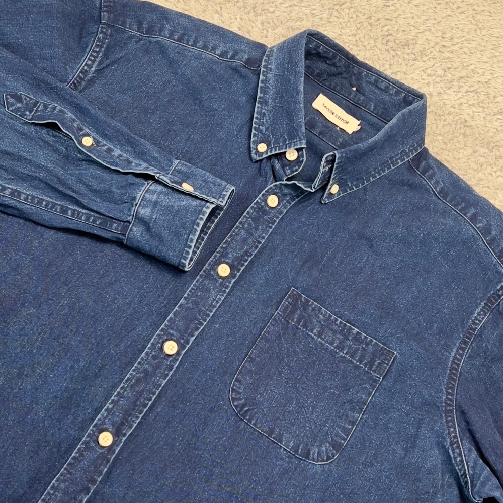 Taylor Stitch The Jack Denim Shirt Mens 46 XXL Blue Organic Cotton Button Down